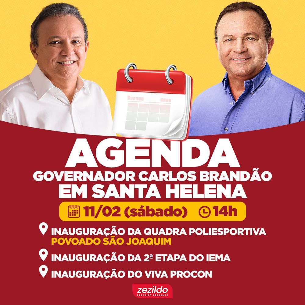 Leia mais sobre o artigo GOVERNADOR DO MARANHÃO CARLOS BRANDÃO VISITA SANTA HELENA NESTE SÁBADO, PARA INAUGURAR VARIAS OBRAS CONSTRUÍDAS EM PARCERIA COM A PREFEITURA LOCAL.