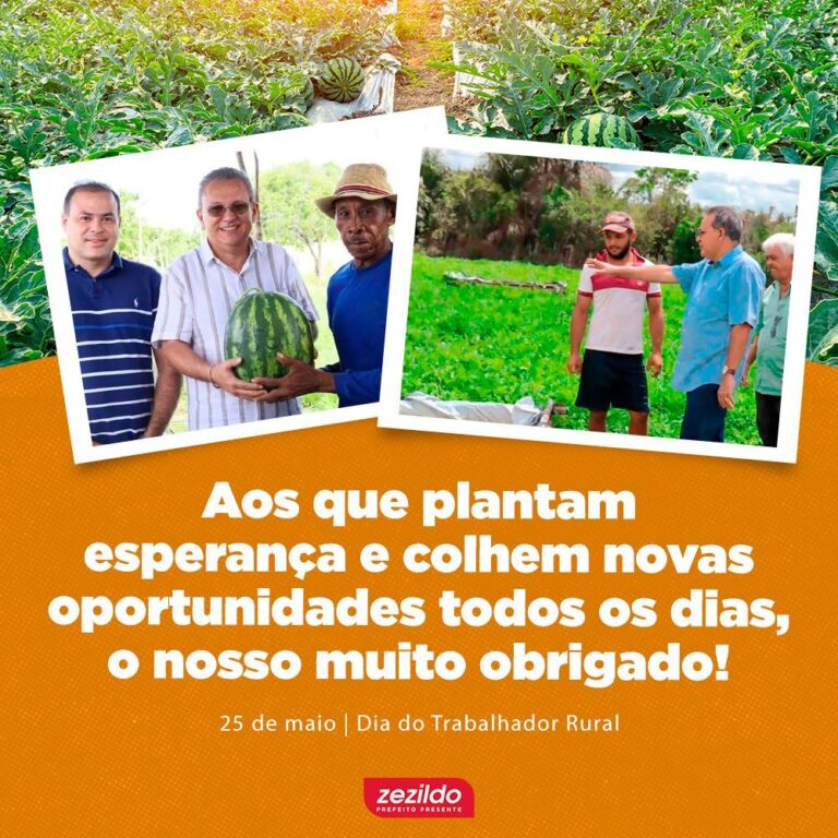 Leia mais sobre o artigo Deixo aqui o meu agradecimento e reconhecimento a todos os trabalhadores rurais pelo cuidado com a nossa terra, pois tudo que chega à nossa mesa, provém do seu trabalho diário. 😊🌾  Não mediremos esforços para continuar garantindo ações que contribuam para o fortalecimento e desenvolvimento do homem e da mulher do campo. 🤝  #Zezildo #SantaHelena #DiaDoTrabalhadorRural