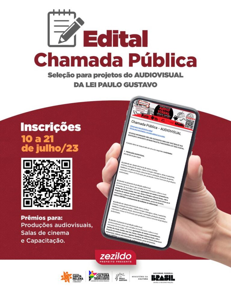 Leia mais sobre o artigo *Prefeitura de Santa Helena-MA, através da Secretaria de Cultura, publica chamada para as inscrições de Projetos Audiovisual da Lei Paulo Gustavo que encontra-se aberta até dia 21 de julho*