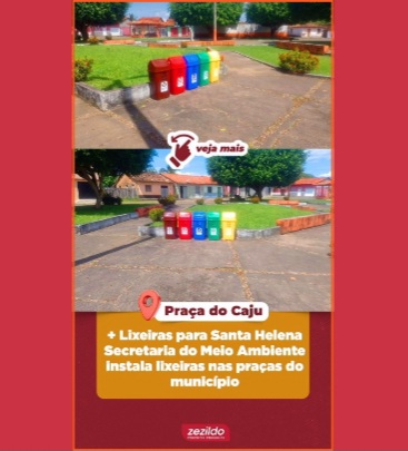 Leia mais sobre o artigo *Prefeitura de Santa Helena a partir da Secretaria de Meio Ambiente, instala lixeiras nas Praças da cidade. A ação será intensificada e visa conscientizar a população para descarte de lixo adequadamente.*