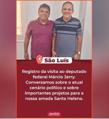 Leia mais sobre o artigo *Na tarde de quinta-feira (13/07), o Prefeito Zezildo Almeida e o Deputado Federal Márcio Jerry, se reuniram para  conversar diversos assuntos em prol do Município helenense, inclusive sobre algumas demandas existentes e investimentos para a cidade. A aproximação visa colher bons frutos e resultados positivos em prol do Município*