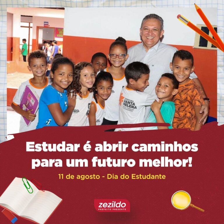 Leia mais sobre o artigo *Valorizar a educação é investir em um futuro mais justo e cheio de oportunidades para os estudantes helenenses. É apostar que nossos alunos são o futuro da nossa geração e que a cada dia podemos trabalhar para a construção de um mundo melhor!* 📚  *#ZezildoAlmeida* *#SantaHelena* *#DiadoEstudante*