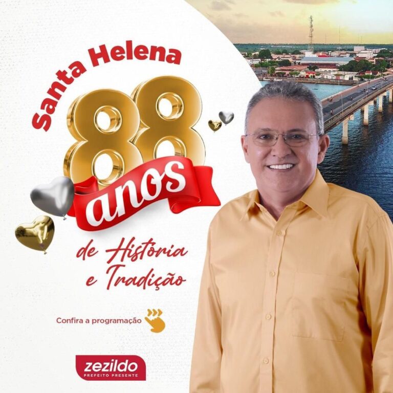 Leia mais sobre o artigo O aniversário de 88 anos da nossa querida cidade está se aproximando e preparamos uma programação super especial para comemorar essa data. confira! 🤝  #ZezildoAlmeida #SantaHelena #88Anos