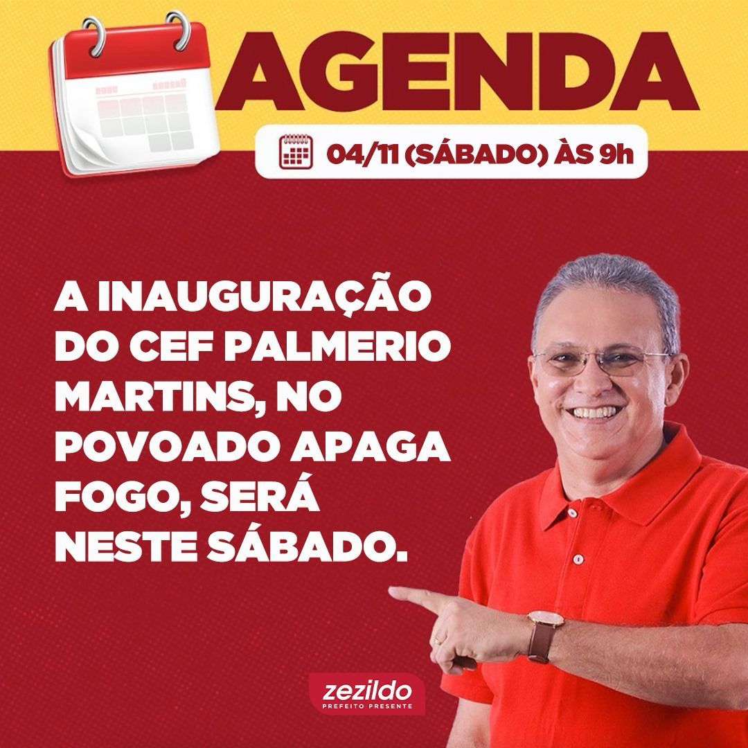 Leia mais sobre o artigo *É com grande entusiasmo que convidamos os helenenses e toda a comunidade do Apaga Fogo para participar, neste sábado, dia 04/11, da inauguração do CEF Palmerio Martins.  Será mais uma importante obra que vamos entregar para fortalecer ainda mais a Educação em Santa Helena. Esperamos por vocês!* 🤝 🎓  *#ZezildoAlmeida #SantaHelena #Inauguração #Escola*