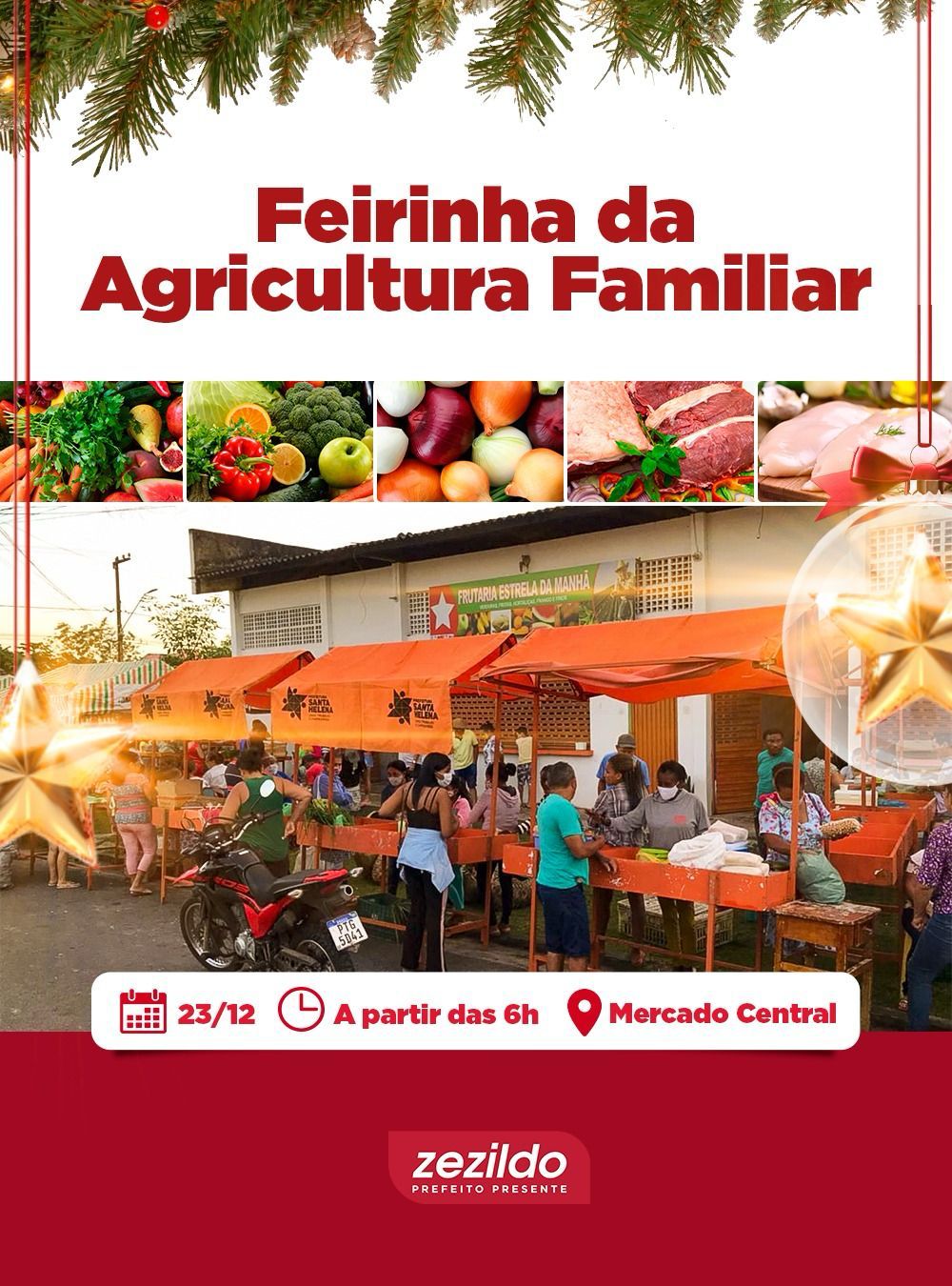 No momento, você está visualizando *Prefeitura de Santa Helena e a Agricultura Familiar oferecem nesse sábado a partir das 6 h edição especial de Natal da Feirinha no Mercado Central da cidade*
