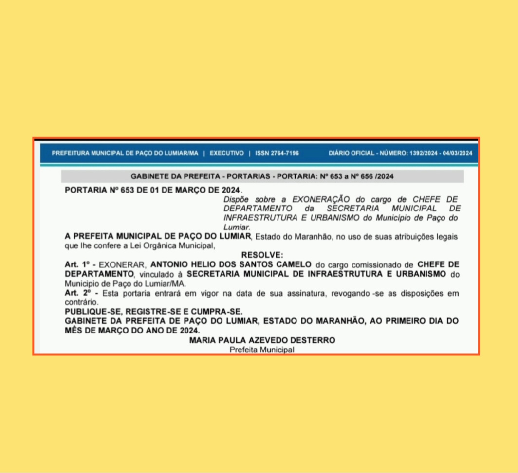 Leia mais sobre o artigo *Atirando errado para todos os lados, “água mole em pedra dura, tanto bate até que fura” HÉLIO CAMELO É TAMBÉM DISPENSADO DA PREFEITURA DE PAÇO DO LUMIAR*