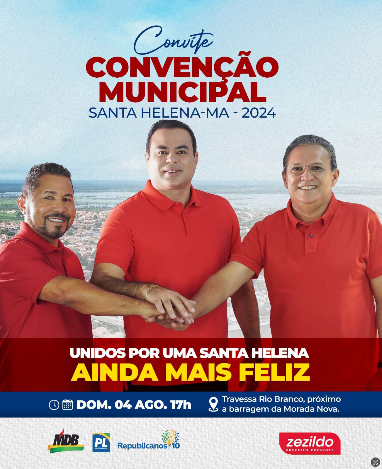 Leia mais sobre o artigo *A Convenção Municipal Helenense histórica da candidatura a Prefeitura da chapa encabeçada por  Joãozinho Pavão e o vice Jurandi Mendonça, será dia 04 às 17h, próximo a barragem da Morada Nova. Não perca!*