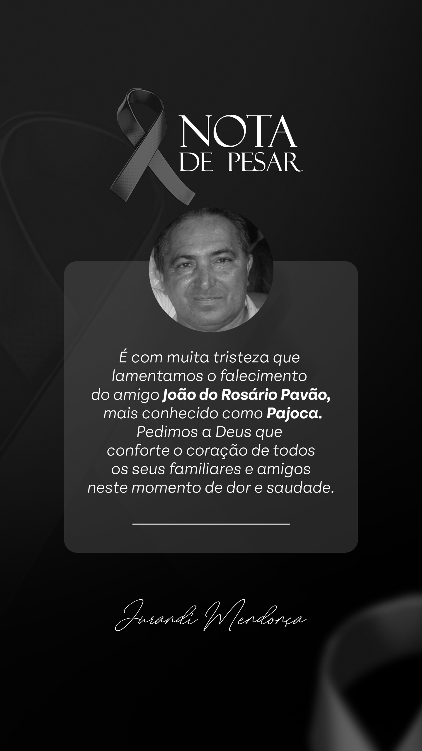 No momento, você está visualizando *NOTA DE PESAR: faleceu hoje em Pinheiro João do Rosário Pavão, conhecido por Pajoca. O velório ocorrerá em sua residência em Santa Helena-MA*