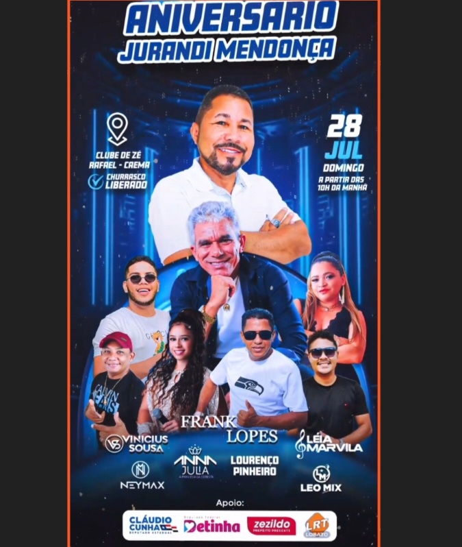 No momento, você está visualizando *É HOJE! o grande evento do ANIVERSÁRIO DE JURANDI MENDONÇA, várias atrações confirmadas, NÃO DEIXE DE PARTICIPAR!*