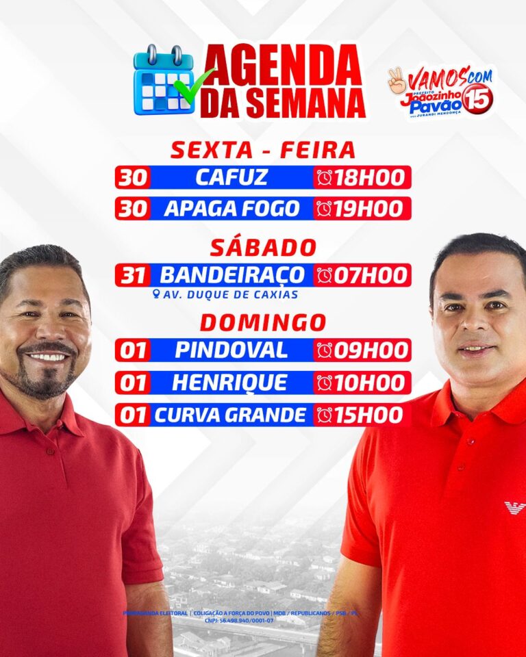Leia mais sobre o artigo 📅 Agenda da Semana  Temos uma semana cheia de reuniões e eventos importantes! Venha participar e somar forças nesta caminhada por uma Santa Helena ainda melhor.  ➡️ Não perca nenhuma oportunidade de estar conosco. Confira nossa agenda e venha fazer parte!  #JoãozinhoPavão #SantaHelena #CompromissoeTradição