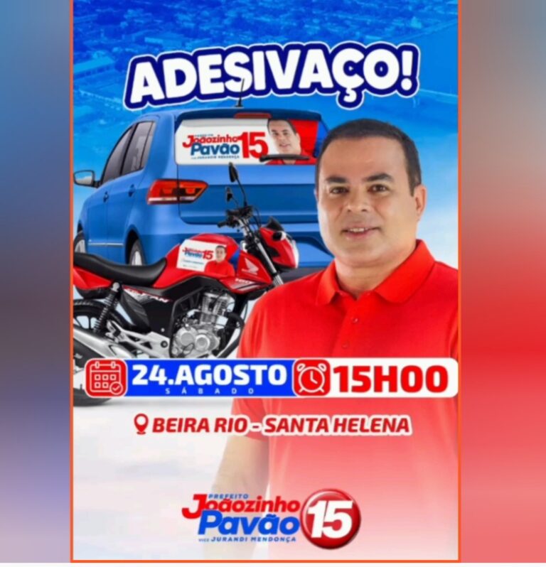 Leia mais sobre o artigo *É HOJE!*   *Não perca o grande ADESIVAÇO DO GRUPO 15 no Beira Rio! Traga seu carro ou sua moto e venha se unir a nós e aos vereadores do nosso grupo para fortalecer ainda mais o apoio à nossa candidatura.*  🗓️ *Data: 24 de agosto* ⏰ *A partir das 15h* 📍 *Local: Beira Rio*  *Vamos juntos mostrar a força do 15!* 🚩🚗🏍️
