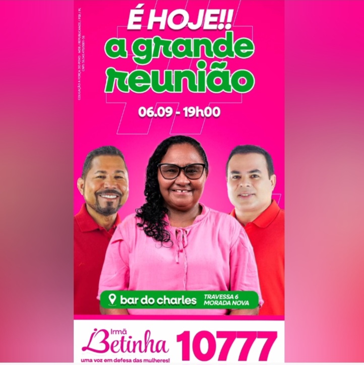Leia mais sobre o artigo *ATENÇÃO! É HOJE!*   _Reunião da Irmã Betinha 10.777 no Bairro da Morada Nova às 19h._  *NÃO DEIXEM DE PARTICIPAR*