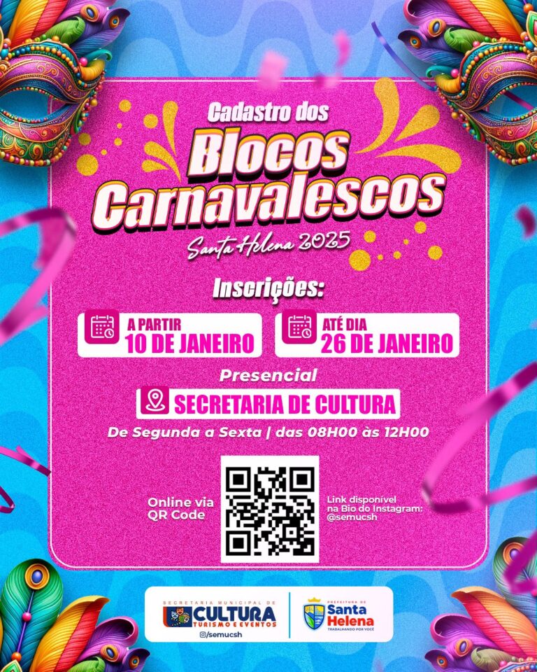 Leia mais sobre o artigo *Atenção fazedores de Cultura, chegou a data das inscrições para o maior e melhor Carnaval da Baixada Maranhense. Santa Helena os espera. Não deixe pra última hora, participe. Mais detalhes na matéria.*