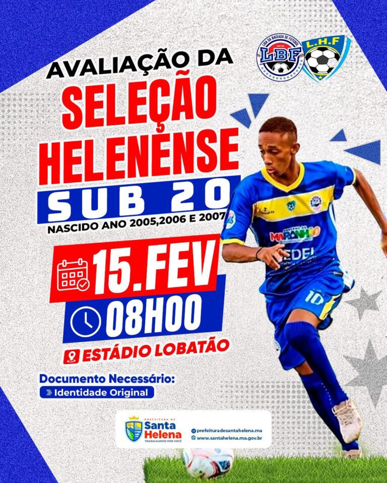 Leia mais sobre o artigo *Atletas Helenenses, Chegou o grande dia. A Prefeitura, através da Secretaria de Esportes, convoca os jovens craques do nosso futebol à comparecerem a peneira para compor a Seleção Helenense Sub-20. Não fique de fora se nasceu em 2005, 2006 e 2007. Acompanhe os detalhes na matéria*