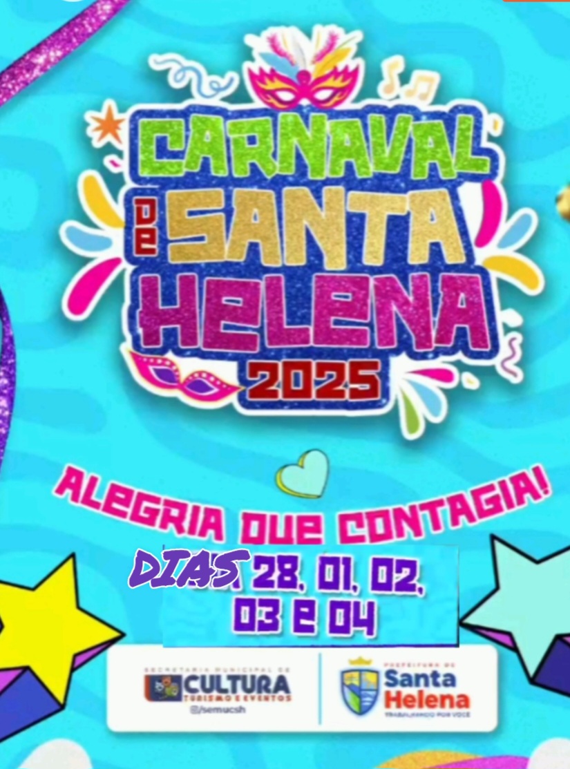 Leia mais sobre o artigo *Atenção Santa Helena! contagem regressiva para o melhor e maior Carnaval da Baixada! Foliões, vistam as fantasias! Muitas alegrias e animação nos dias 28 de Fevereiro, 1⁰, 2, 3 e 4 de Março.*