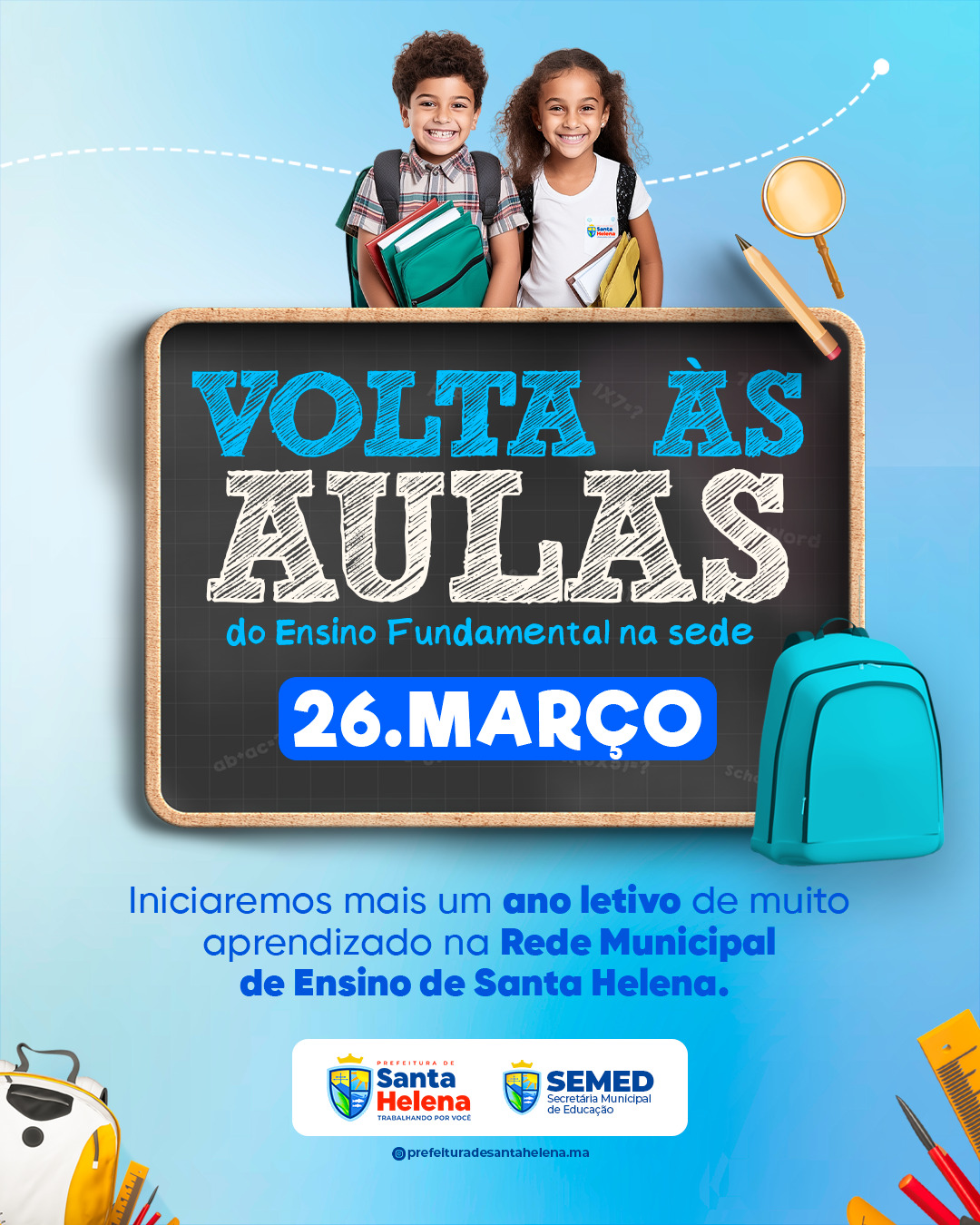No momento, você está visualizando *Prefeitura de Santa Helena-MA, através da Secretaria de Educação, convoca estudantes e famílias para a volta às aulas dia 26 de março.*
