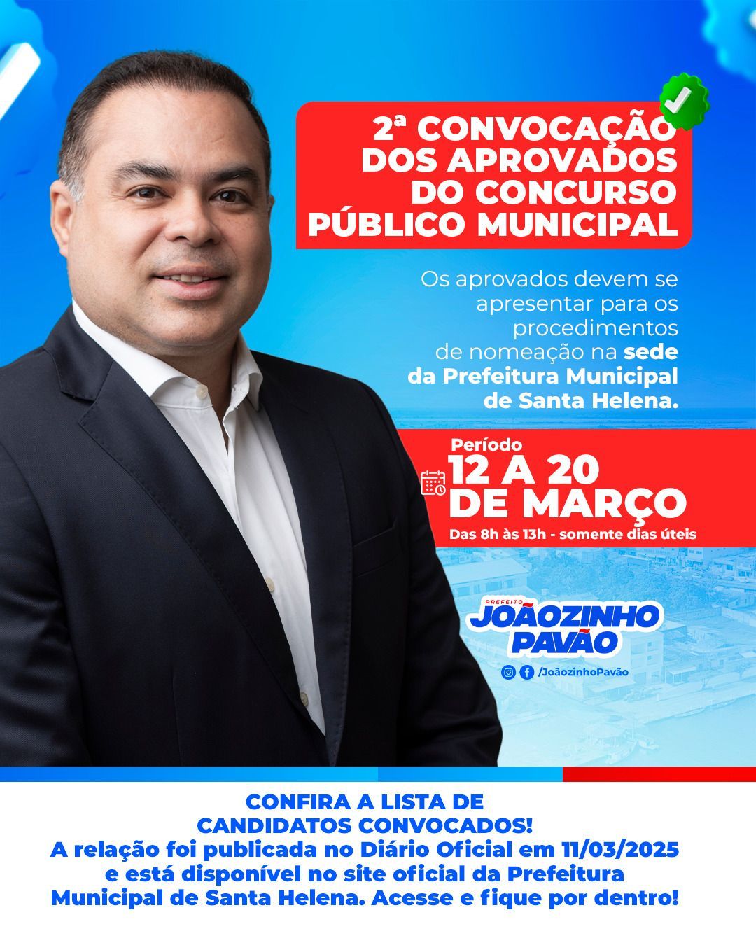 No momento, você está visualizando *ATENÇÃO APROVADOS NO CONCURSO DE SANTA HELENA*  *Prefeito Joãozinho Pavão convoca a segunda lista de aprovados.*   *Acompanhe e confira no edital para não perder os prazos.*