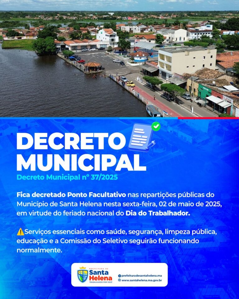 Leia mais sobre o artigo *Prefeitura de Santa Helena decreta ponto facultativo dia  02/05 em que funcionará apenas serviços excessenciais. Na oportunidade, comemoram o feriado prolongado com o salário de todo o funcionalismo em dia.*