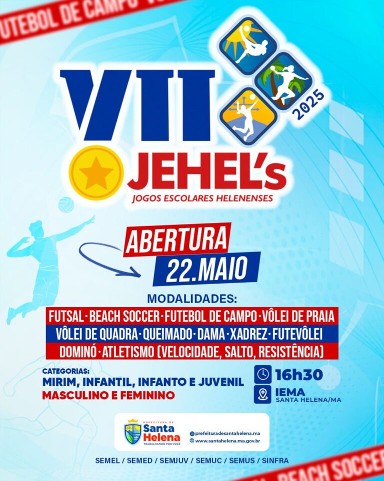 Leia mais sobre o artigo *O VII-JEHEL’s Jogos Escolares Helenenses começam 22 de maio às 16h30 no IEMA. Participe dessa festa.*