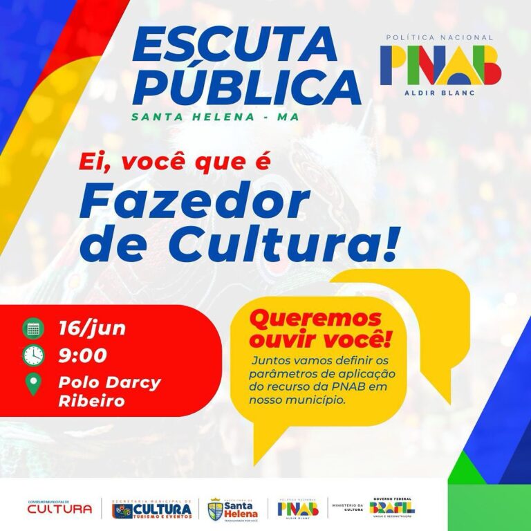 Leia mais sobre o artigo *🚨ATENÇÃO FAZEDORES DE CULTURA! A PREFEITURA QUER OS OUVIR.*  *A Secretaria de Cultura os aguarda para o encontro do 2⁰ Ciclo do PNAB. É um momento importante para a Cultura do nosso município, não deixe de participar.*