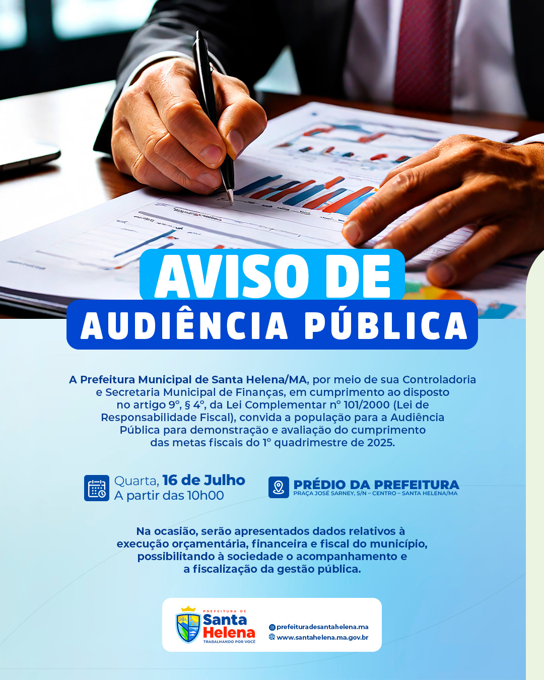 No momento, você está visualizando *Prefeitura de Santa Helena convida a população a participar da demonstração e avaliação das metas fiscais do 1⁰ quadrimestre de 2025.*