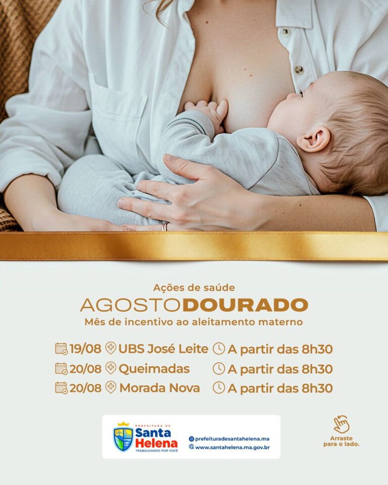 Leia mais sobre o artigo *Prefeitura de Santa Helena inicia dia 19/08 a Campanha de Incentivo ao Aleitamento Materno “Agosto Dourado” 👩🏽‍🍼. Acompanhe detalhes na matéria.*