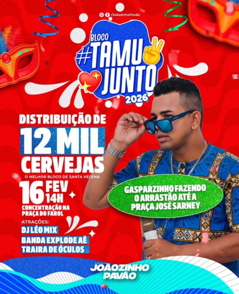Leia mais sobre o artigo *É HOJE! O BLOCO TAMUJUNTO ESTÁ DE VOLTA!* 🔥🍻🎭  ✨ *O Bloco Tamujunto é hoje um dos maiores símbolos do Carnaval de Santa Helena, reunindo multidões e fortalecendo a cultura popular, com apoio do prefeito Joãozinho Pavão.*