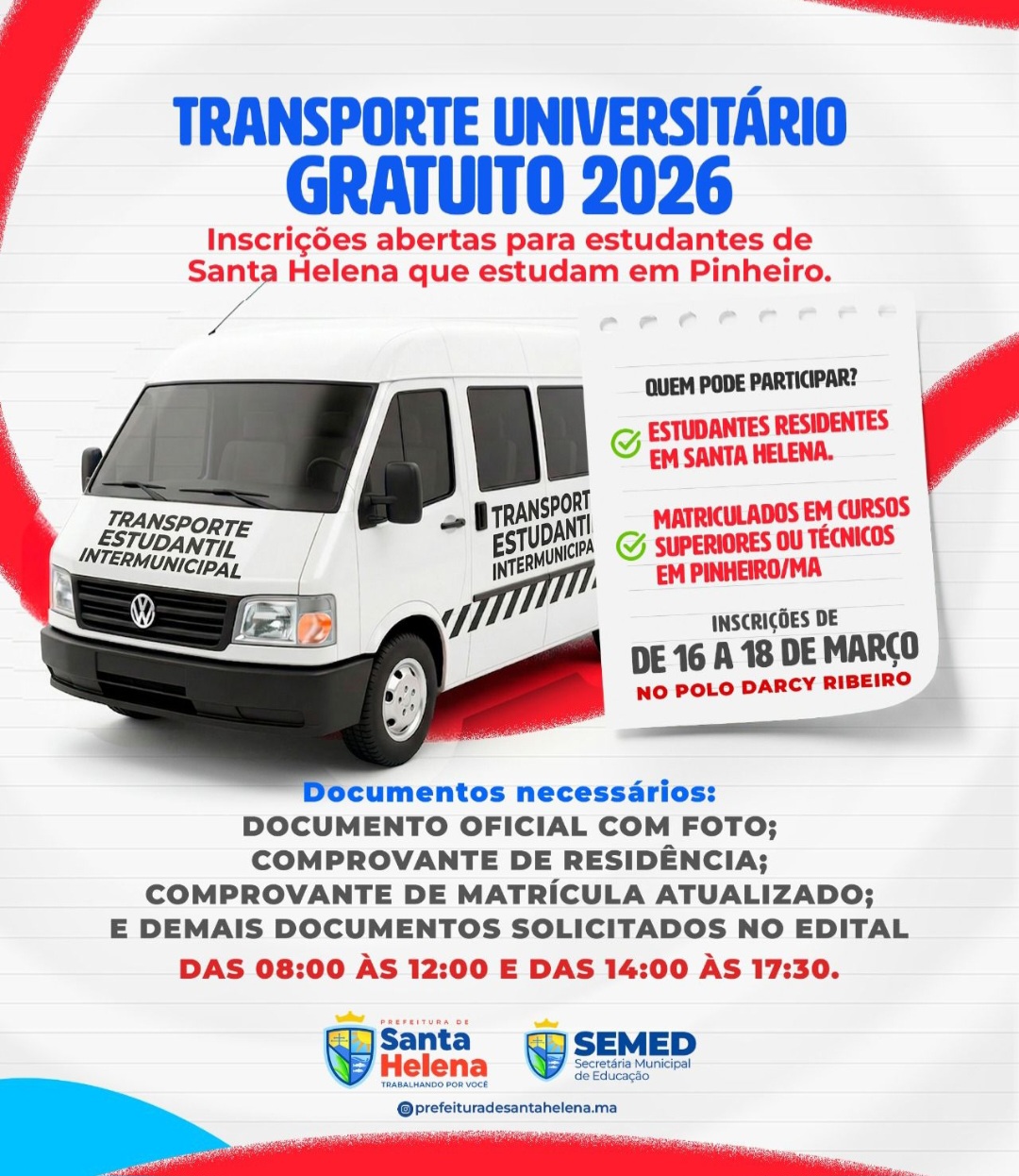 Leia mais sobre o artigo 📢 *ATENÇÃO, ESTUDANTES HELENENSES!* 🚌🎓  *Santa Helena inicia inscrições para transporte de estudantes universitários e técnicos que estudam em Pinheiro*