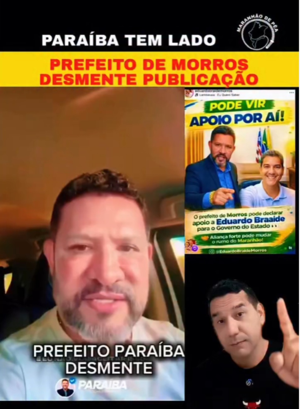 Leia mais sobre o artigo *Prefeito de Morros nega apoio a Eduardo Braide, denuncia uso de imagem em fake e reafirma voto em Orleans Brandão, aliado de Carlos Brandão.*