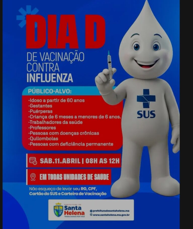 Leia mais sobre o artigo *Dia D de Vacinação contra a Influenza em Santa Helena neste sábado (11)*  *A vacinação acontece em todas as unidades de saúde.*  *“Vacinar é um ato de cuidado coletivo”, destacou a secretária Karen Almeida.*