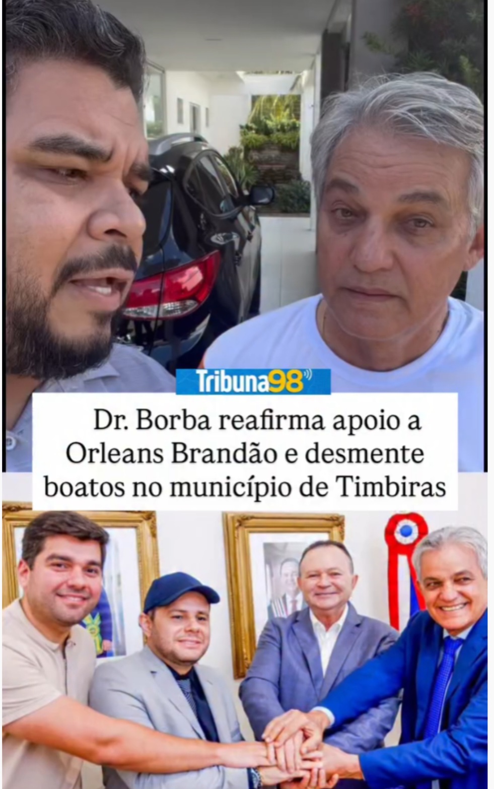 Leia mais sobre o artigo *Dr. Borba ex prefeito de Timbiras desmente rumores de apoio a Eduardo Braide, reafirma aliança com Carlos Brandão e expõe mais uma tentativa de criação de narrativa política nas redes sociais: “Mentira tem pernas curtas e a verdade sempre aparece”*