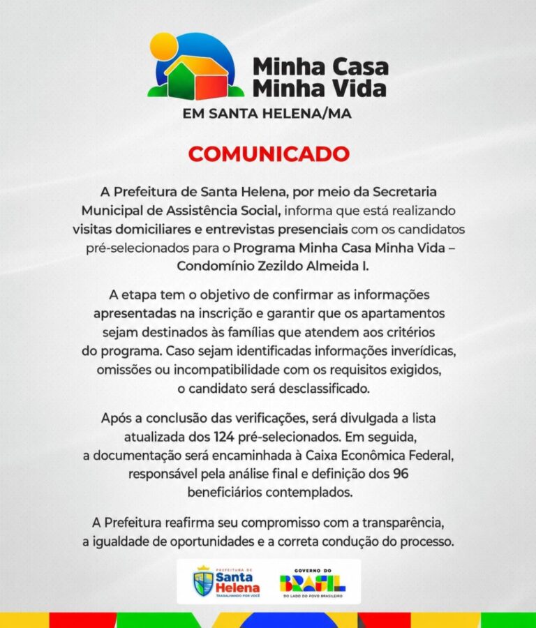Leia mais sobre o artigo 🚨 *A Prefeitura de Santa Helena informa: começaram as visitas aos pré-selecionados do Minha Casa Minha Vida!* 🏠📋