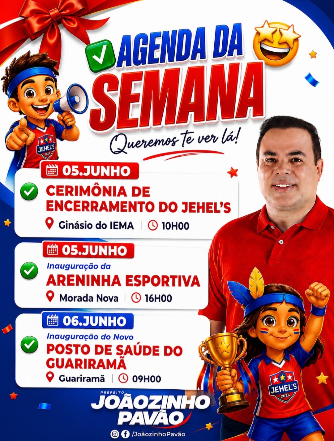 Leia mais sobre o artigo 🚀 *Com obras, investimentos e novas entregas, gestão Joãozinho Pavão transforma compromissos em realidade em Santa Helena*  💙 *Esporte, saúde e desenvolvimento em destaque: fim de semana será marcado por avanços históricos para Santa Helena*