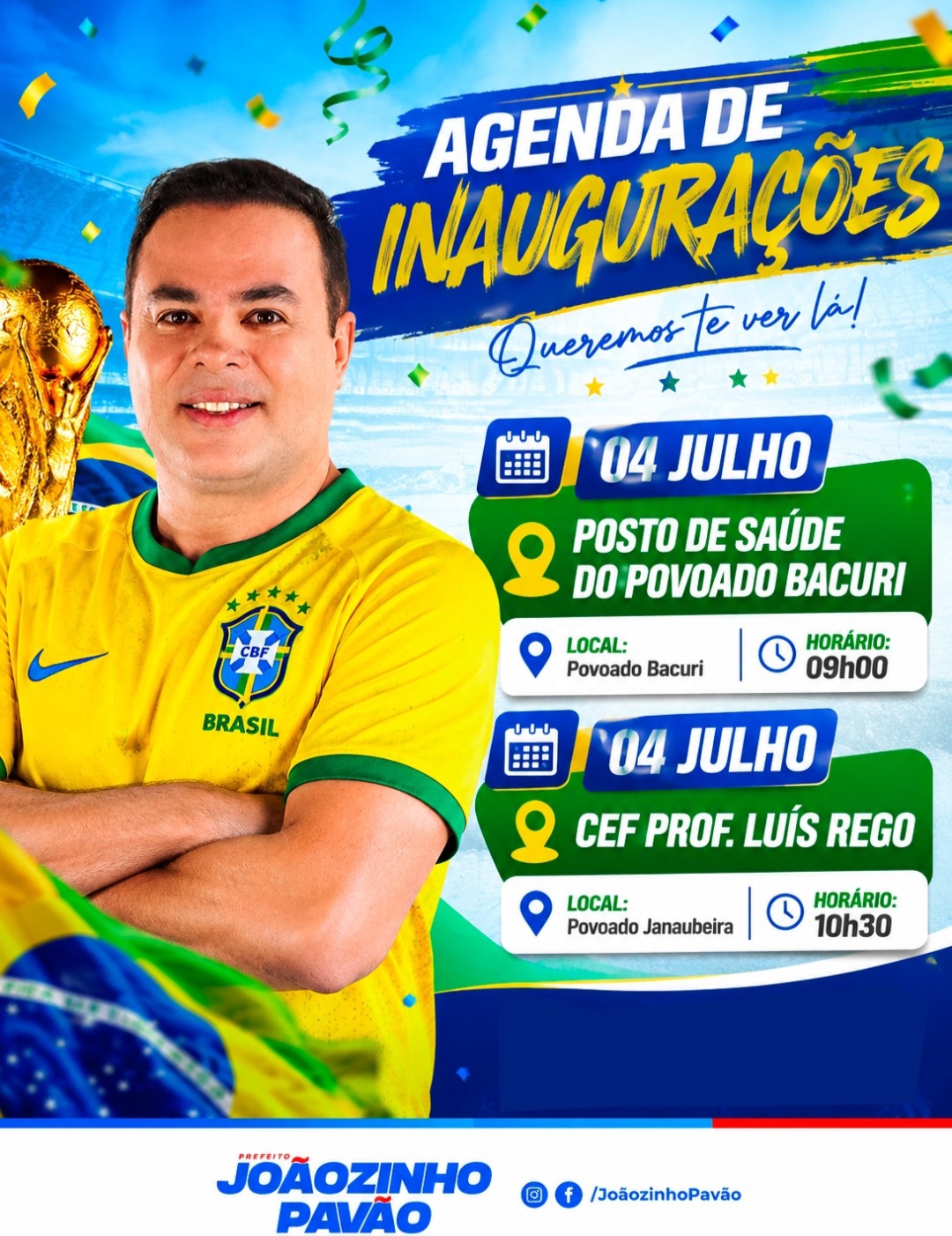 Leia mais sobre o artigo *Joãozinho Pavão entrega novas obras em Bacuri e Janaubeira e reforça compromisso com saúde e educaçã*