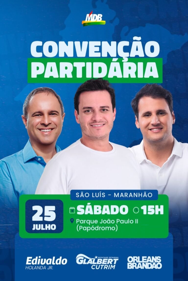 Leia mais sobre o artigo 📢 *É HORA DE MOSTRAR A FORÇA! O Trio da Vitória, formado por Orleans Brandão, Edivaldo Holanda Júnior e Glalbert Cutrim, estará reunido neste sábado em uma grande Super Convenção Partidária, que promete movimentar o Maranhão e reunir uma multidão em uma verdadeira festa da democracia!*  🚀 *É união, força e determinação para seguir em frente!*
