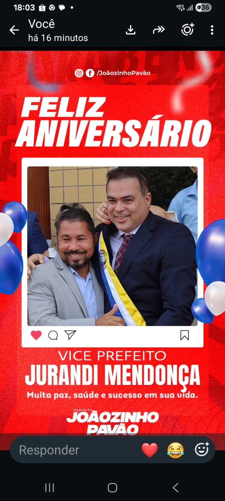 Leia mais sobre o artigo 🎂 *HOJE O DIA É DELE: PARABÉNS, JURANDI MENDONÇA, VICE-PREFEITO DE SANTA HELENA!*