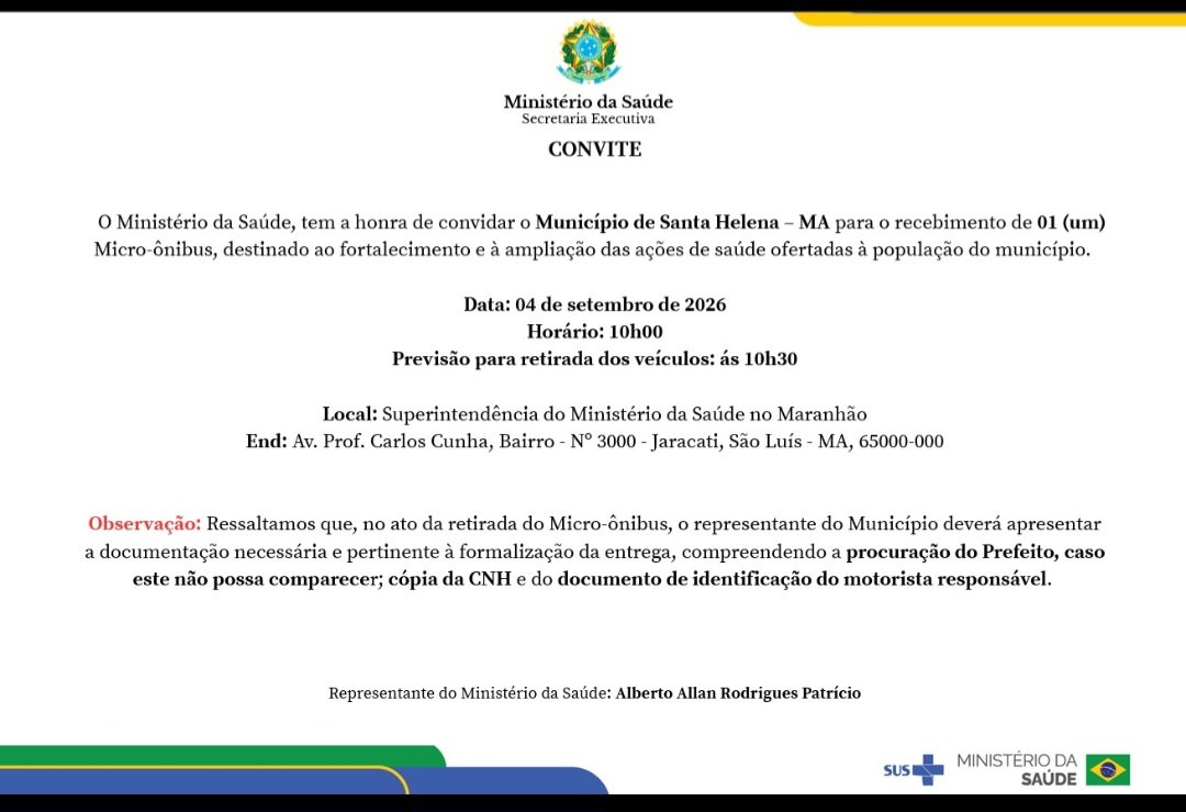 Leia mais sobre o artigo *SANTA HELENA AVANÇA NA SAÚDE: JOÃOZINHO PAVÃO RECEBE NOVO ÔNIBUS DO TFD EM PARCERIA COM O MINISTÉRIO DA SAÚDE*