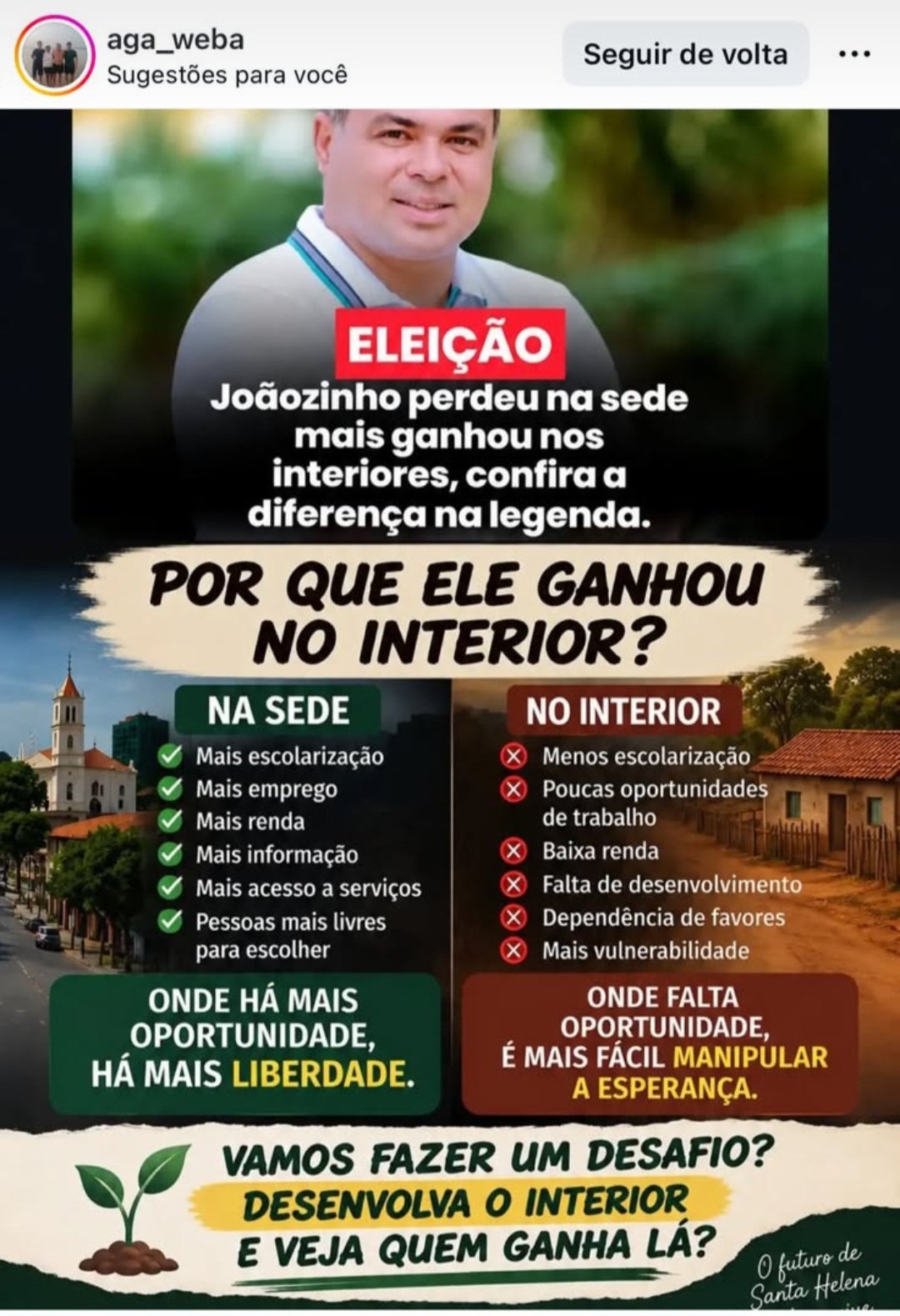 Leia mais sobre o artigo *Agamenon Weba fala em “dependência” e “manipulação” do povo do interior, e Joãozinho Pavão responde com obras, trabalho e oportunidades*